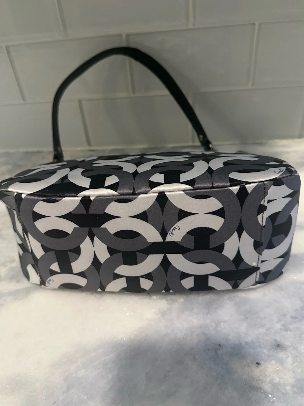 New Coach Madison Black & Gray Chainlink/Optic C Pattern Mini Shoulder Bag
